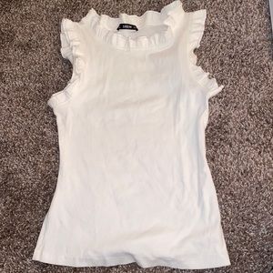 White ruffle top